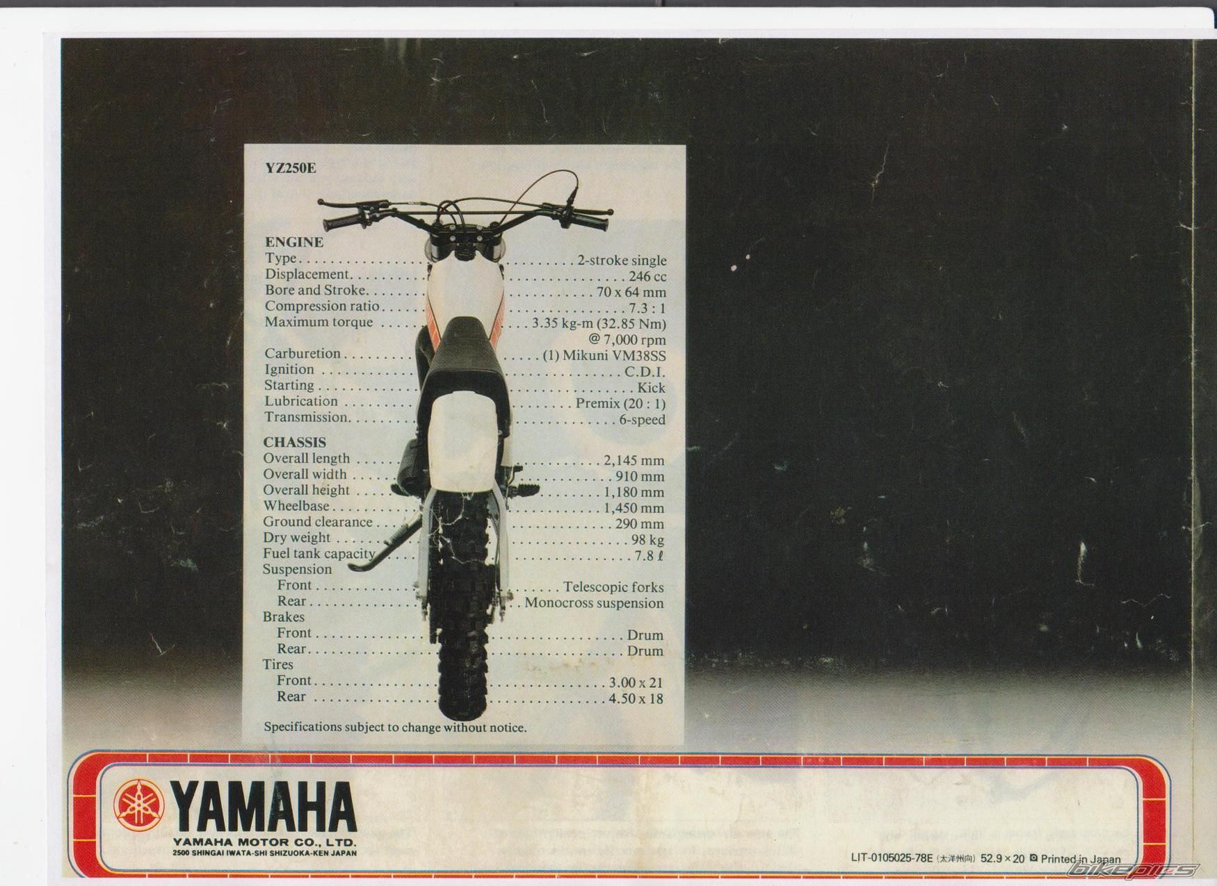1978 YAMAHA YZ 250 | Picture 2009454 motorcycle photo