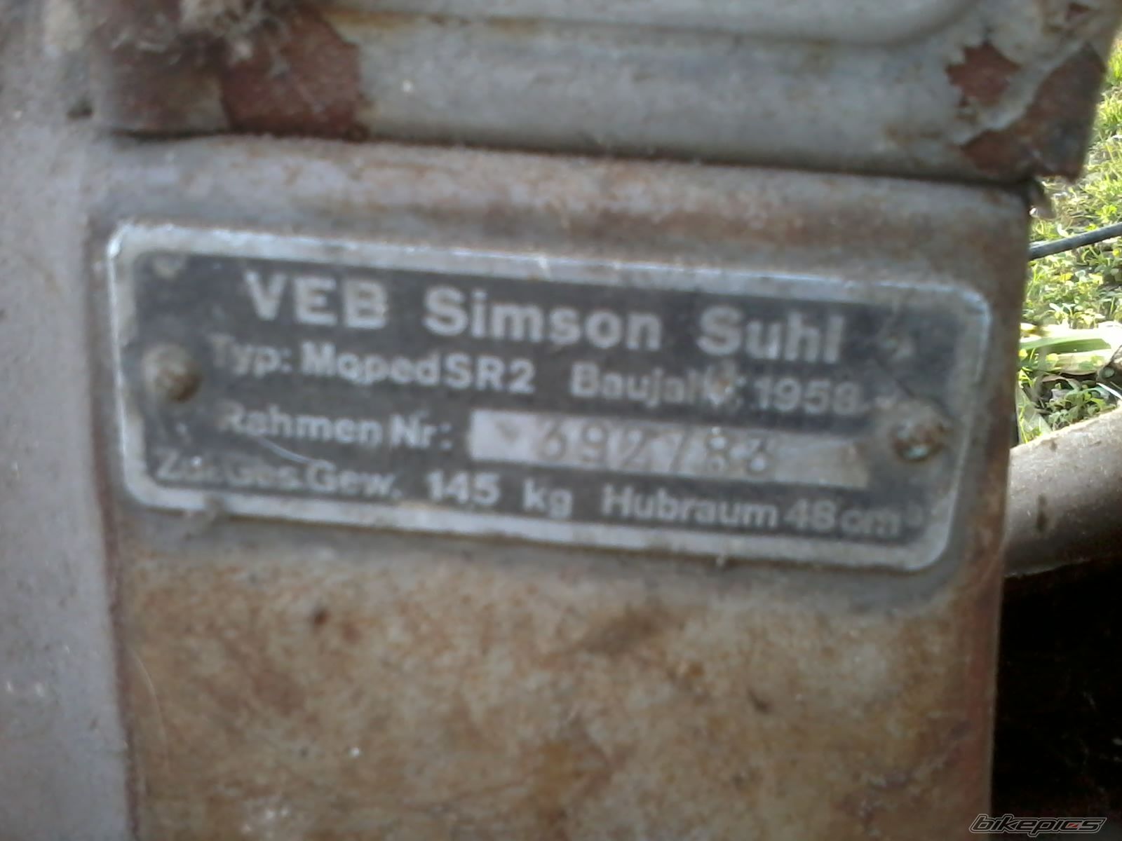 1958 SIMSON SR 2 | Picture 2624905 motorcycle photo